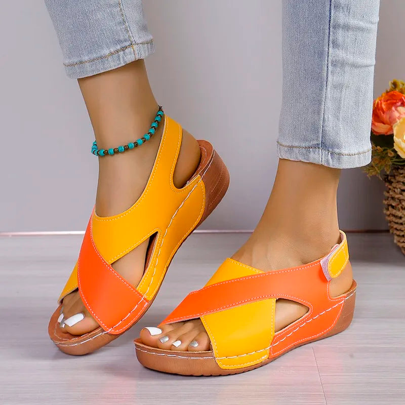 New Women's Contrast Color Wedge Sandals