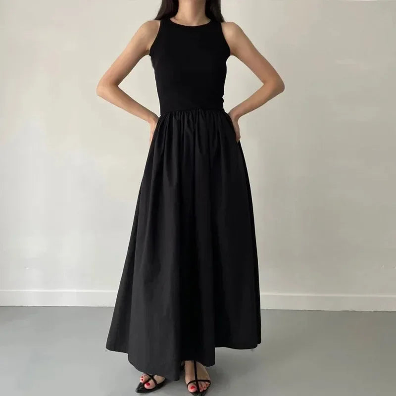 New Summer Simple Elegant Black Long Dresses