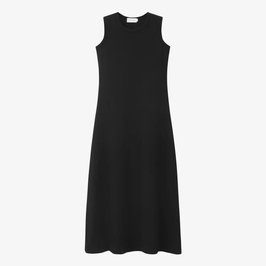 Ribbing closed-fit wrap tops + Aline dress high Stretch matching sets