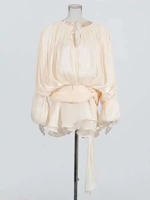 TWOTWINSTYLE Solid Blouse Mini Dresses