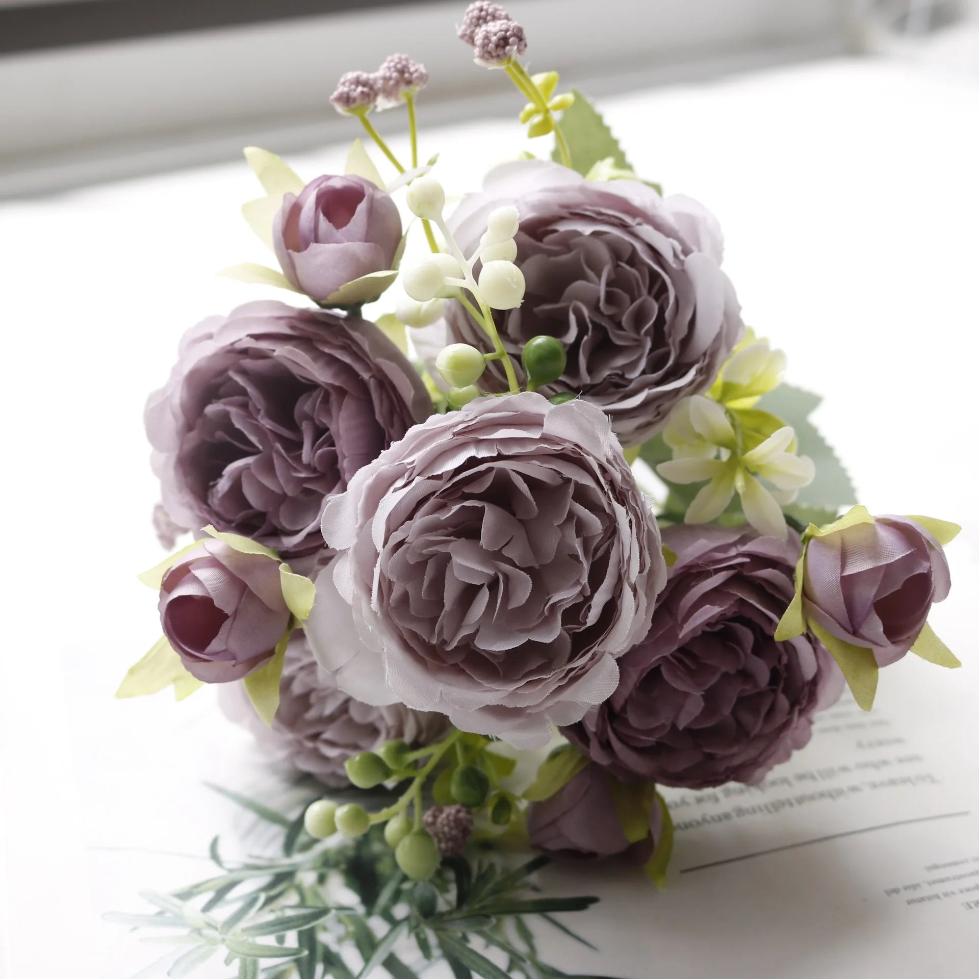 Hot Selling Rose Pink Silk Bouquet Peony Artificial Flower