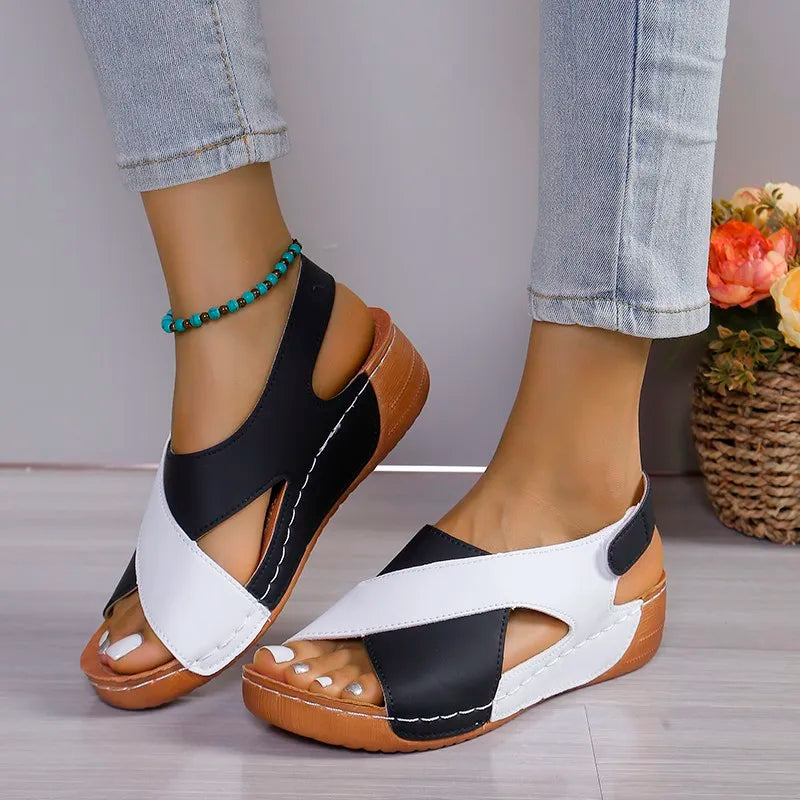 New Women's Contrast Color Wedge Sandals