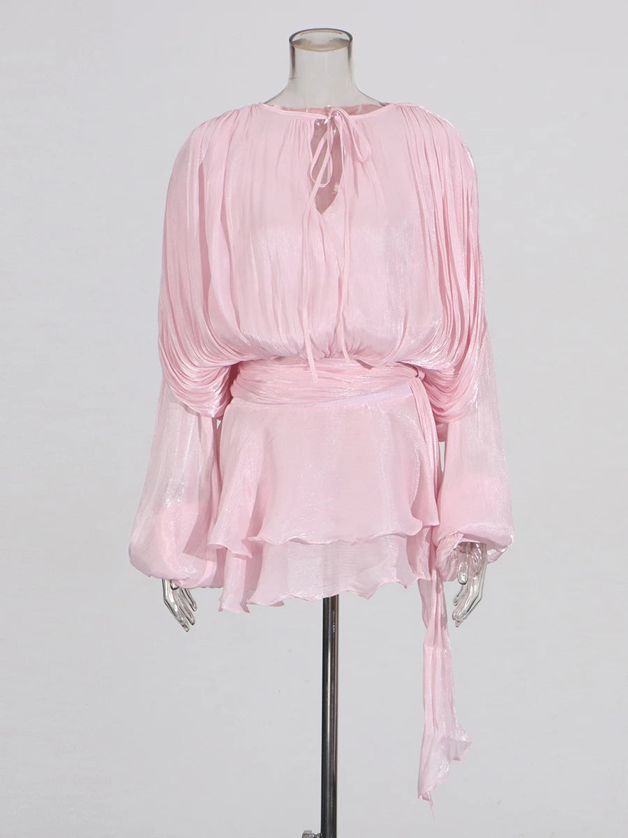 TWOTWINSTYLE Elegant Ruched Mini Dress