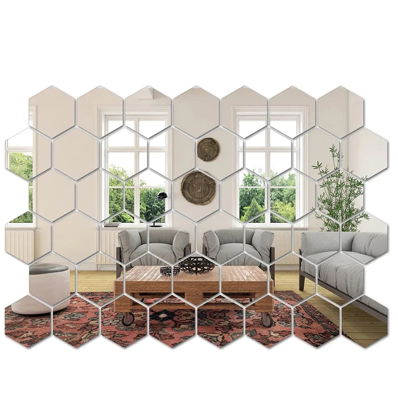 Mirror Wall Sticker, Hexagon Wall Art Sticker