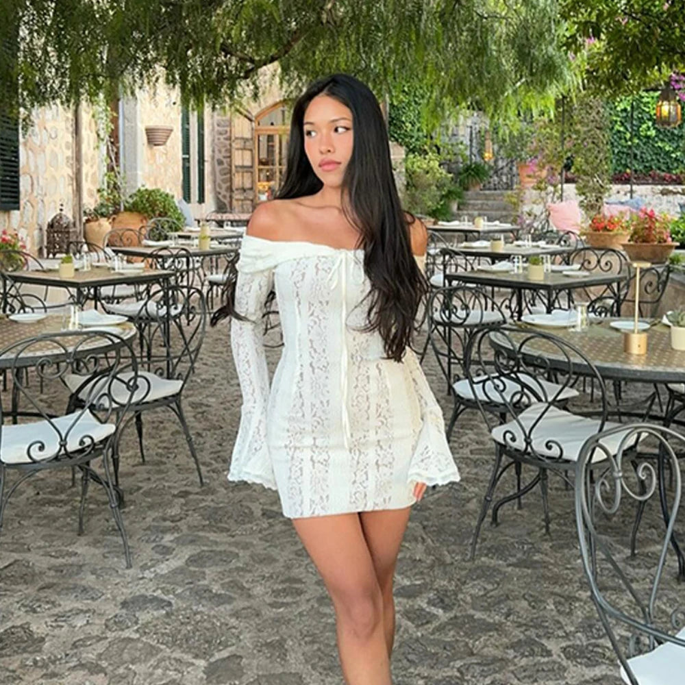 Suninheart White Off The Shoulder Autumn Bodycon Dress
