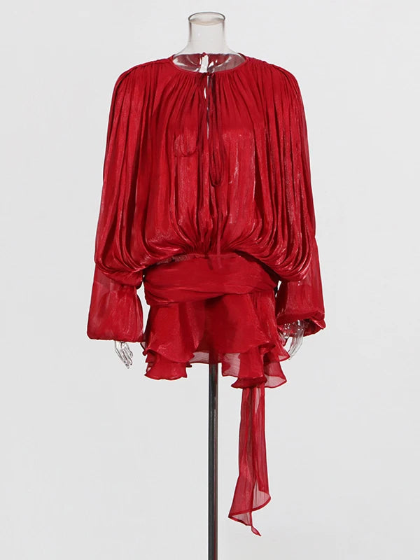 TWOTWINSTYLE Elegant Ruched Mini Dress