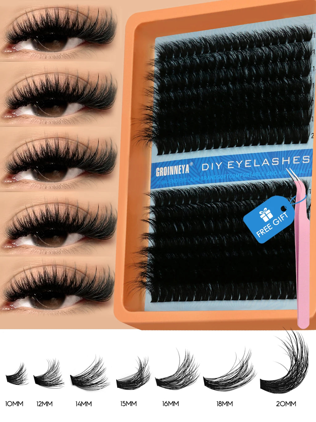 GROINNEYA Cluster Lashes Kit