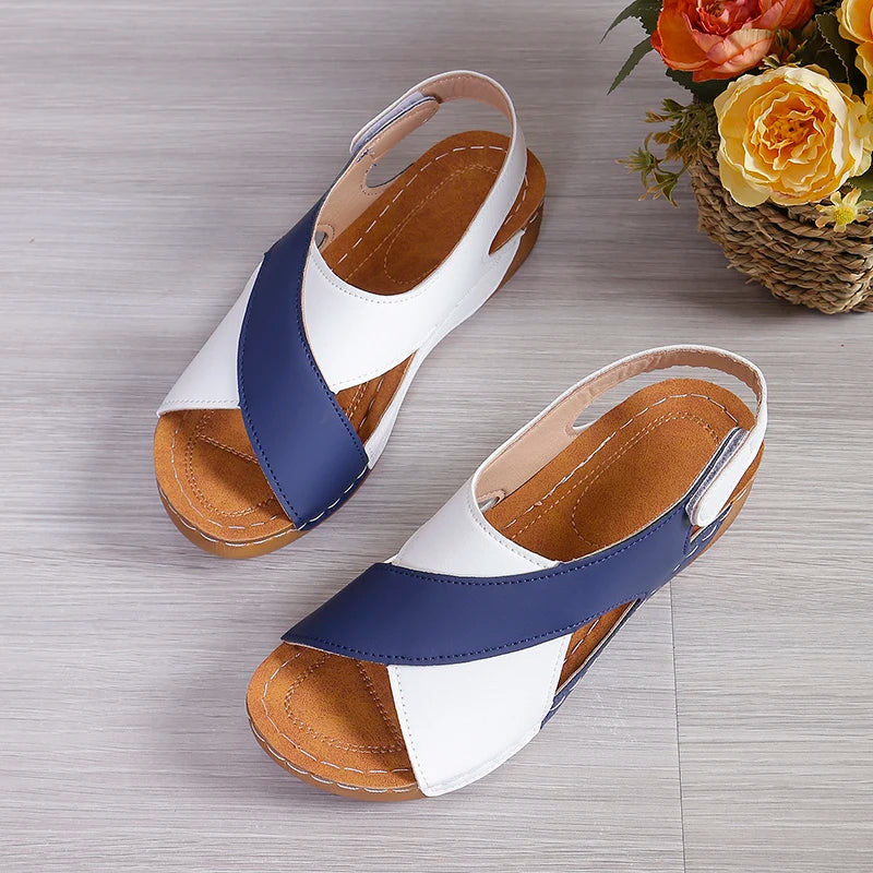 New Women's Contrast Color Wedge Sandals