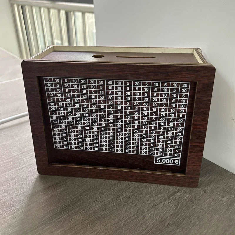 1000/3000/5000/10000 Euro Money Box Wooden Money Box Reusable with Savings Target