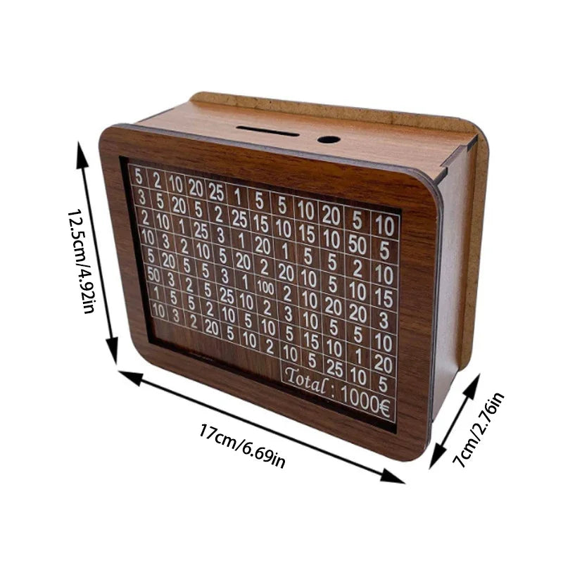 1000/3000/5000/10000 Euro Money Box Wooden Money Box Reusable with Savings Target