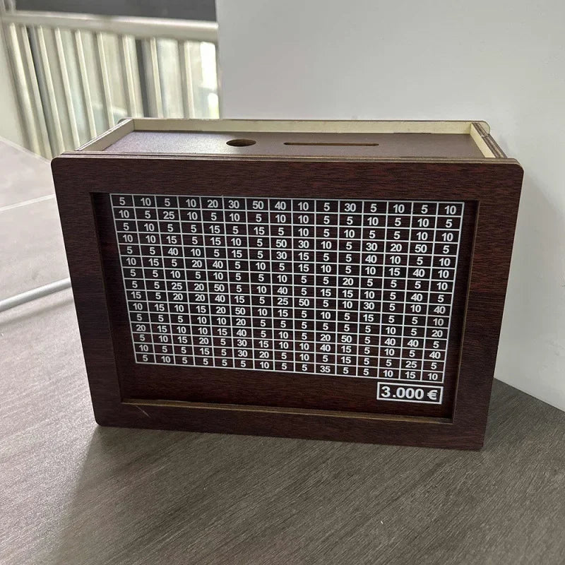 1000/3000/5000/10000 Euro Money Box Wooden Money Box Reusable with Savings Target