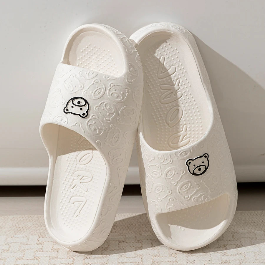 Printting Cute Bear Women Slippers