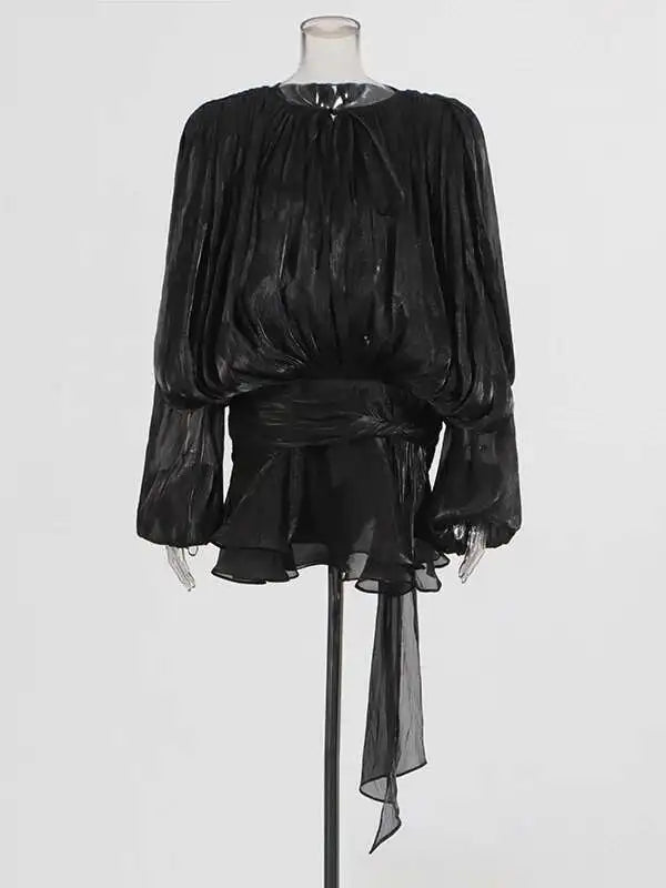 TWOTWINSTYLE Solid Blouse Mini Dresses