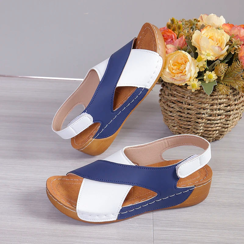 New Women's Contrast Color Wedge Sandals