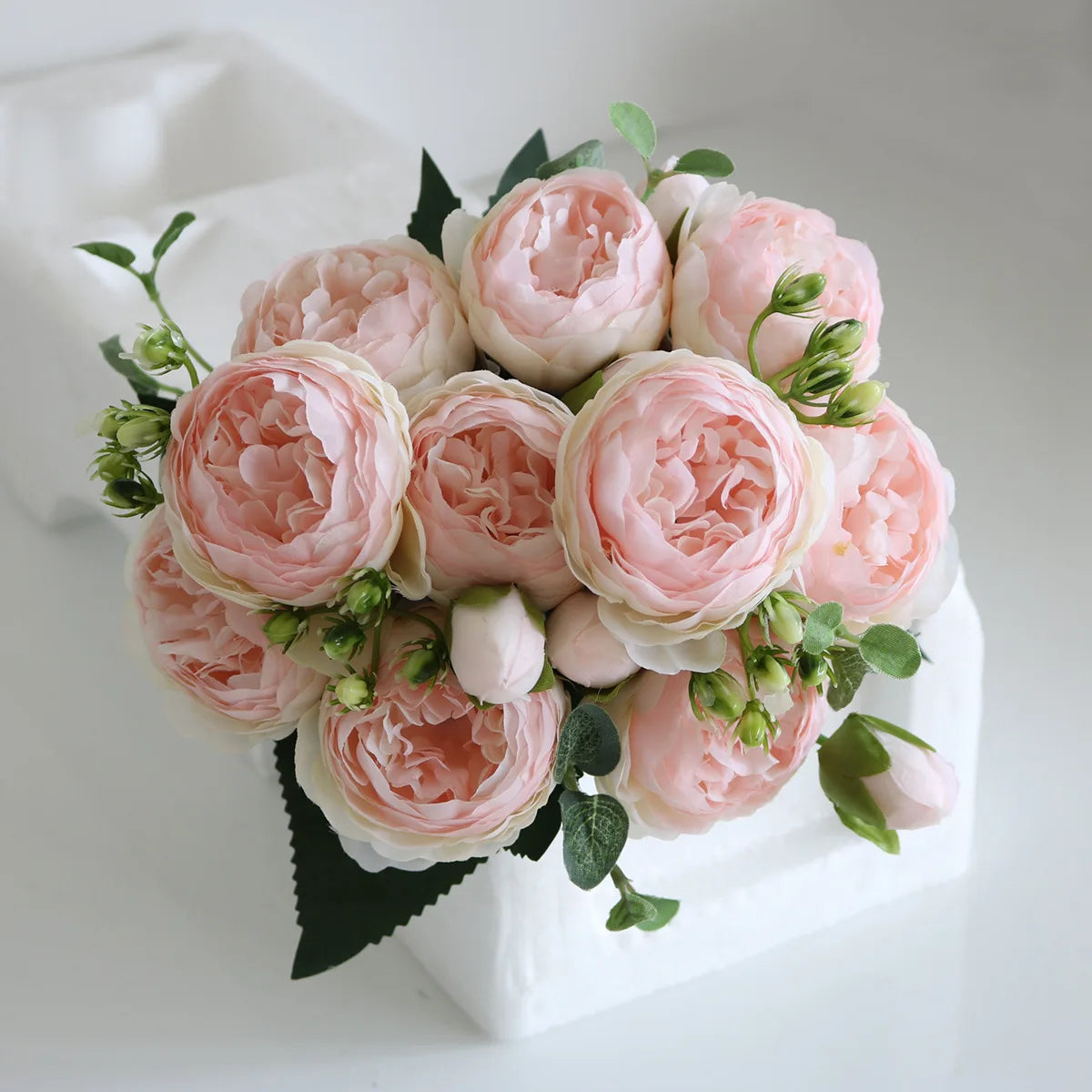 Hot Selling Rose Pink Silk Bouquet Peony Artificial Flower