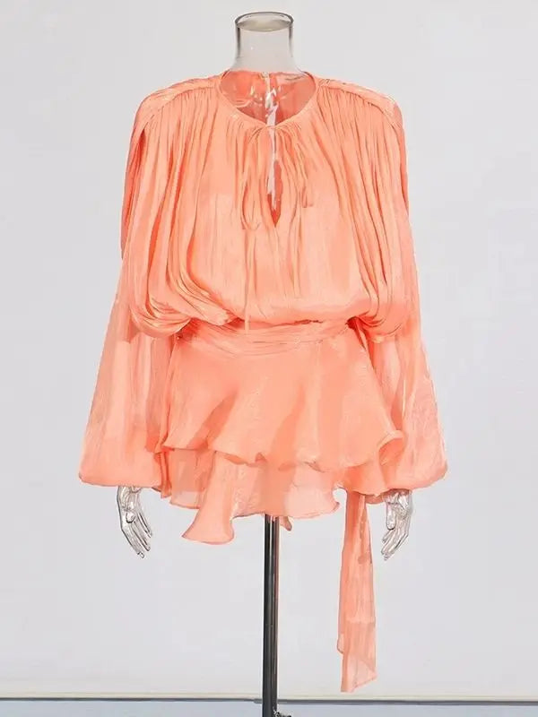 TWOTWINSTYLE Elegant Ruched Mini Dress