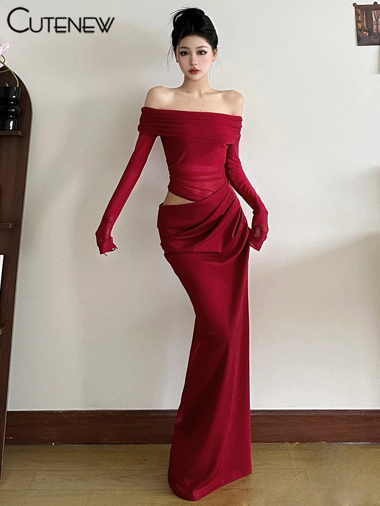 Cutenew Mesh Ruched Women Maxi Dress