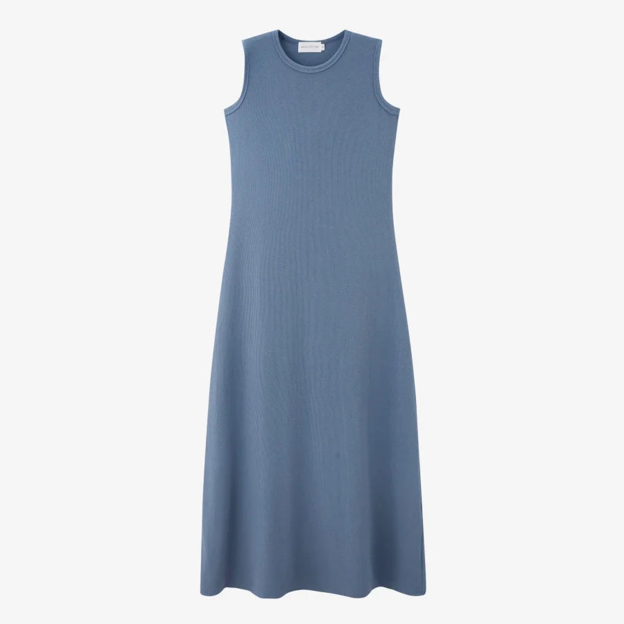 Ribbing closed-fit wrap tops + Aline dress high Stretch matching sets