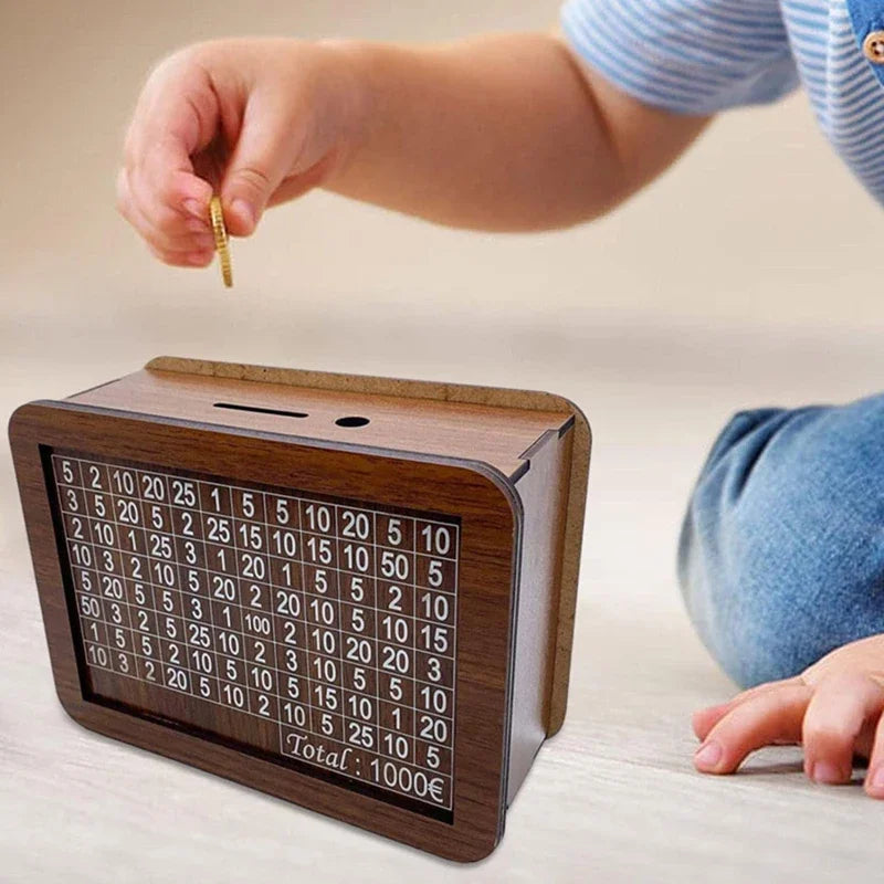 1000/3000/5000/10000 Euro Money Box Wooden Money Box Reusable with Savings Target