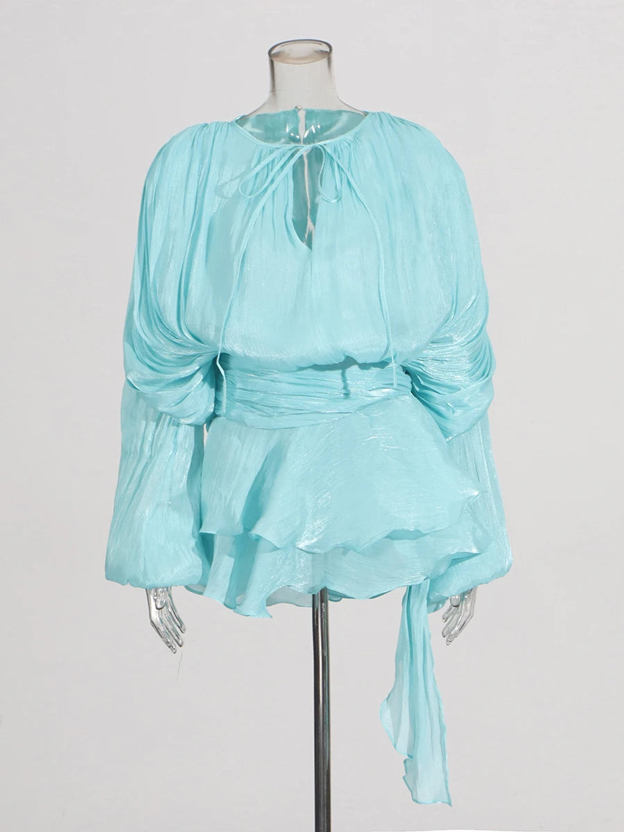 TWOTWINSTYLE Elegant Ruched Mini Dress