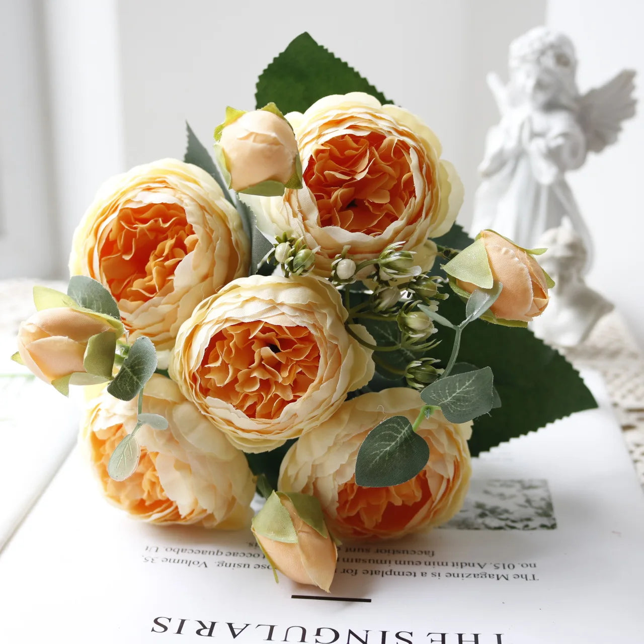 Hot Selling Rose Pink Silk Bouquet Peony Artificial Flower