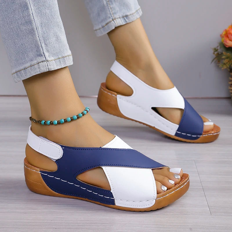 New Women's Contrast Color Wedge Sandals