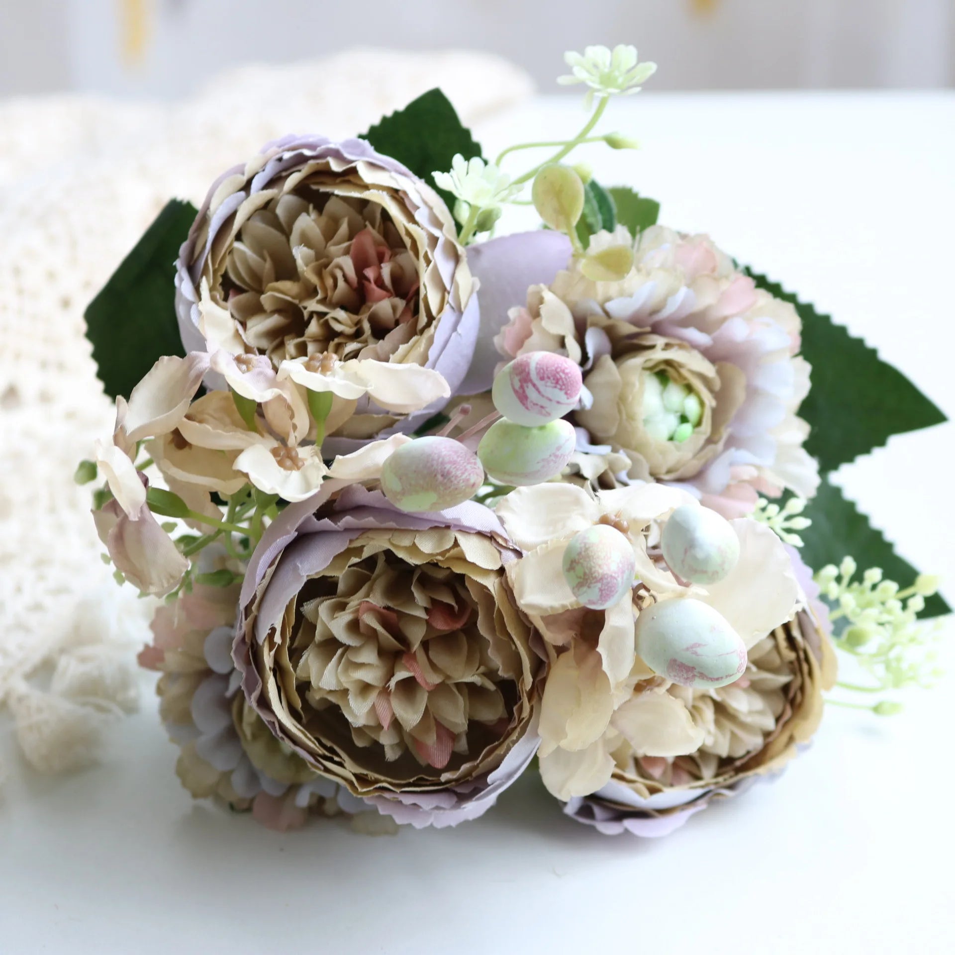 Hot Selling Rose Pink Silk Bouquet Peony Artificial Flower