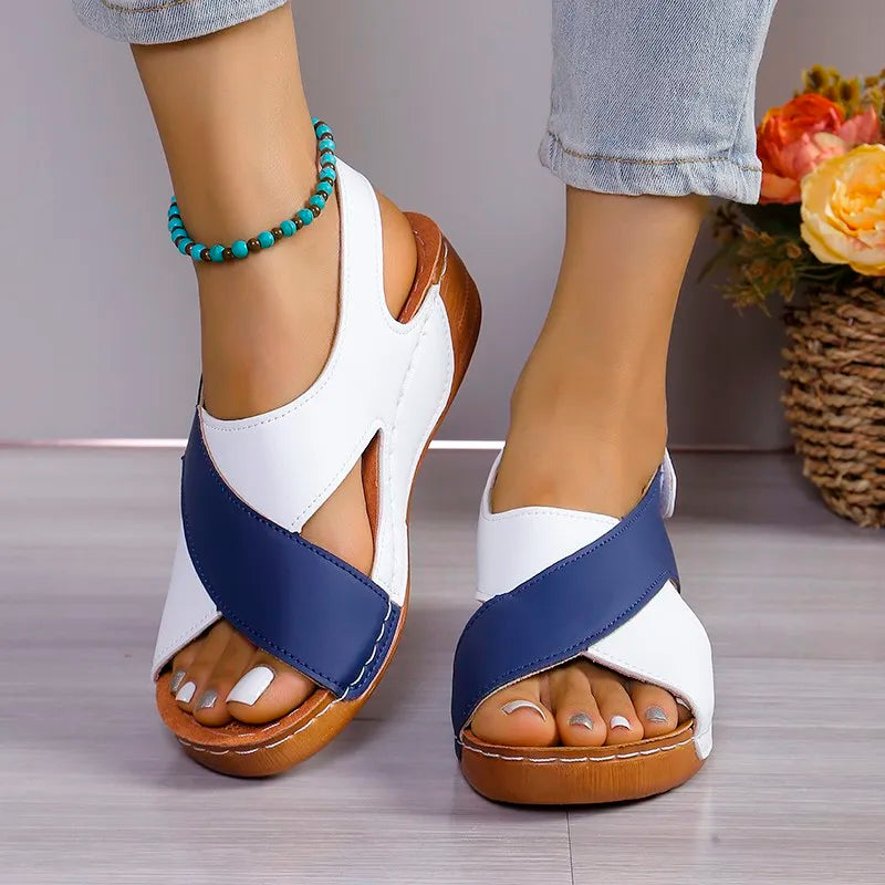 New Women's Contrast Color Wedge Sandals