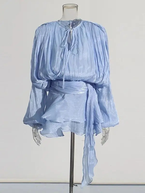 TWOTWINSTYLE Elegant Ruched Mini Dress