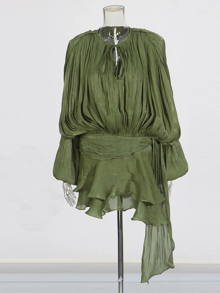 TWOTWINSTYLE Elegant Ruched Mini Dress