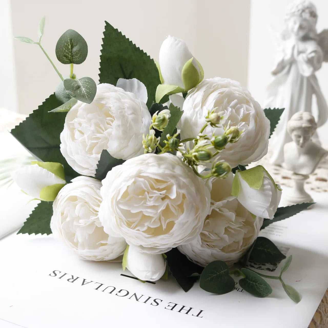 Hot Selling Rose Pink Silk Bouquet Peony Artificial Flower