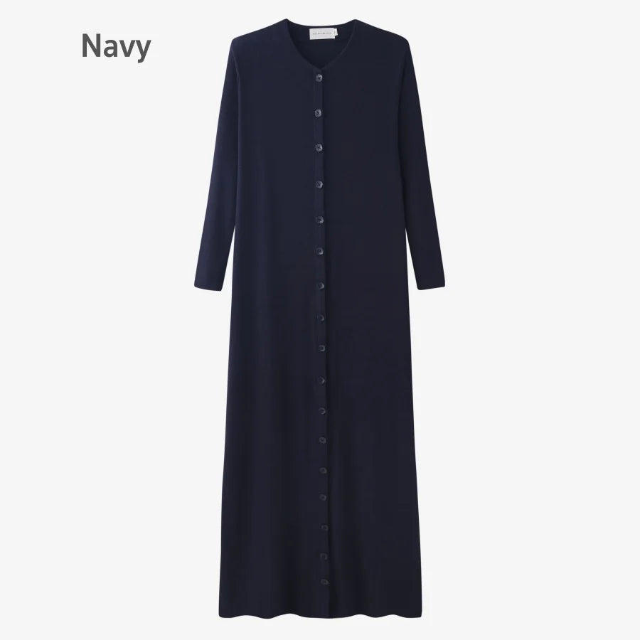 Comfortable ribbing maxi button dress  lady clothes