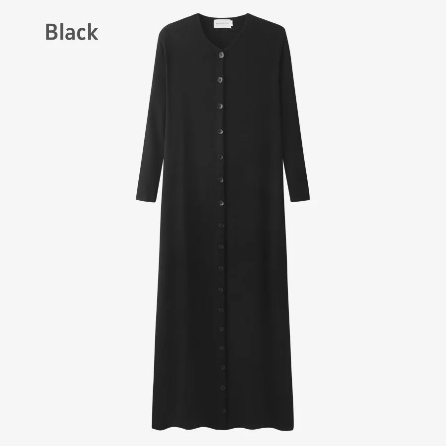 Comfortable ribbing maxi button dress  lady clothes