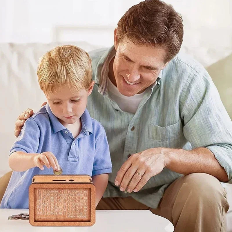 1000/3000/5000/10000 Euro Money Box Wooden Money Box Reusable with Savings Target