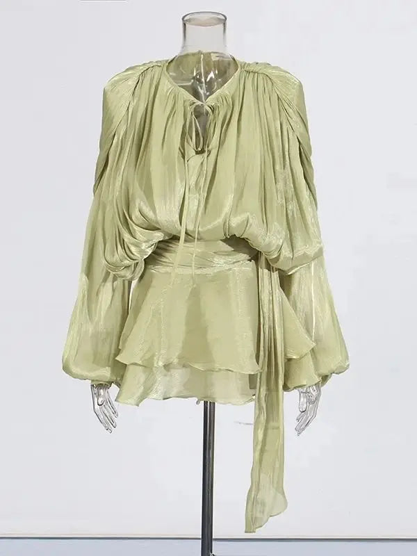 TWOTWINSTYLE Elegant Ruched Mini Dress