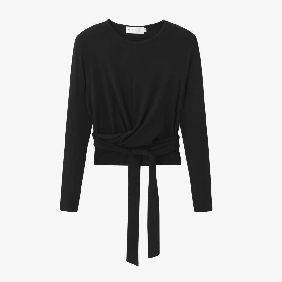 Ribbing closed-fit wrap tops + Aline dress high Stretch matching sets