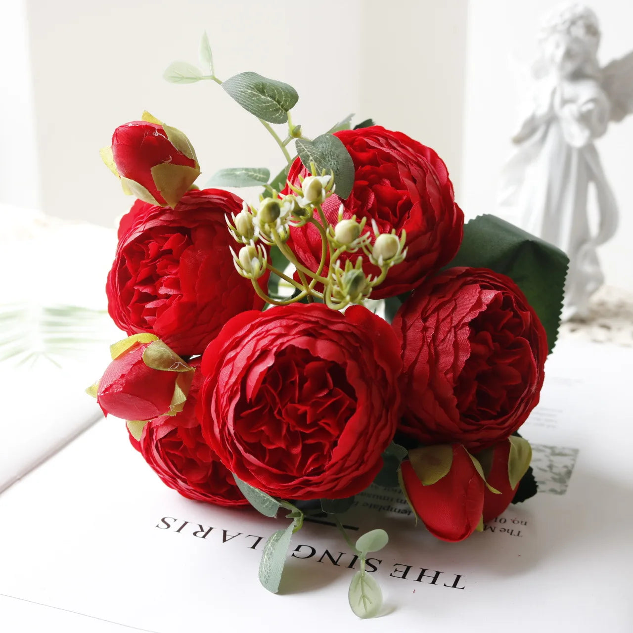 Hot Selling Rose Pink Silk Bouquet Peony Artificial Flower