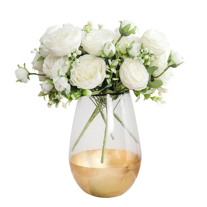 Hot Selling Rose Pink Silk Bouquet Peony Artificial Flower