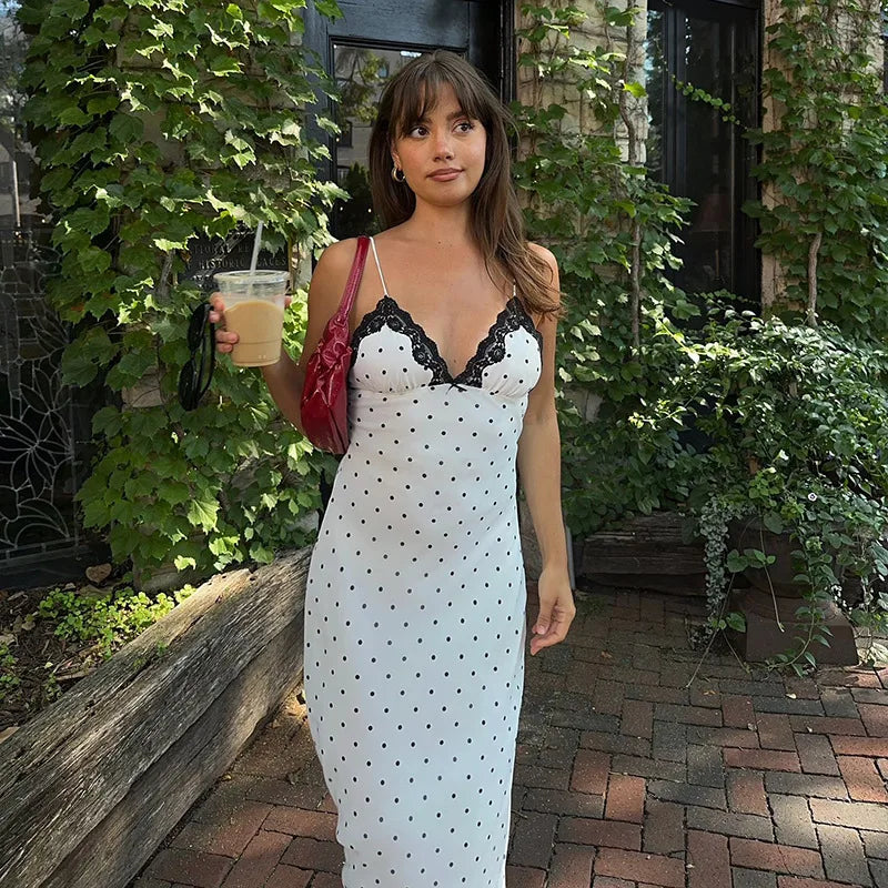 Tossy Lace V-Neck Patchwork Maxi Dress