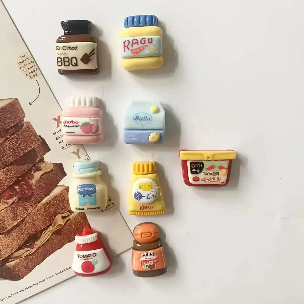 8pcs Refrigerator Magnets, Kawaii Cartoon Food Fridge Magnets