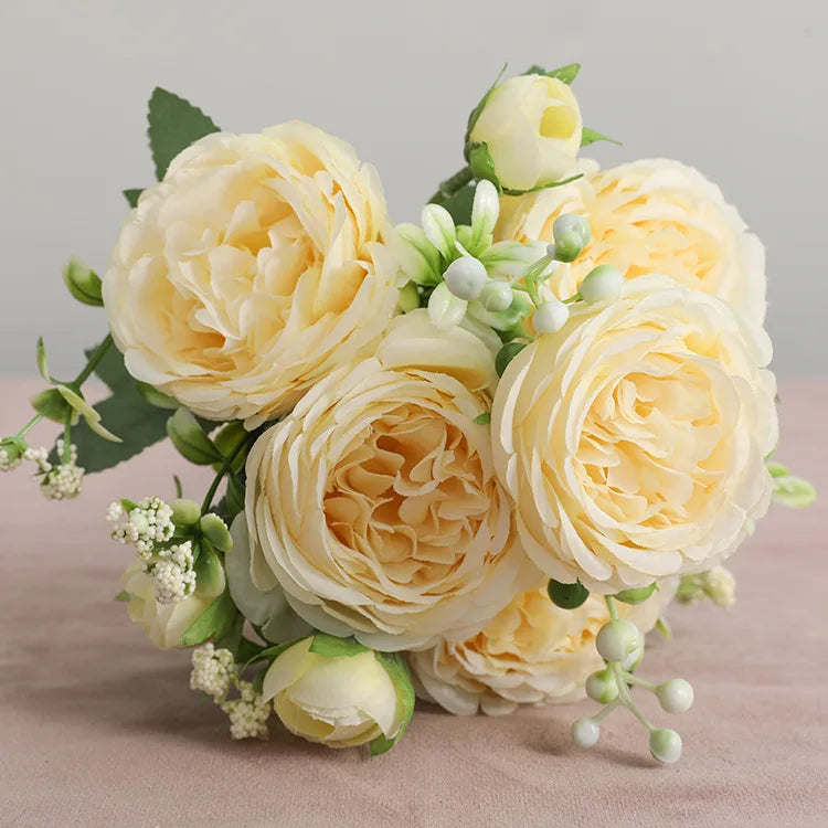 Hot Selling Rose Pink Silk Bouquet Peony Artificial Flower