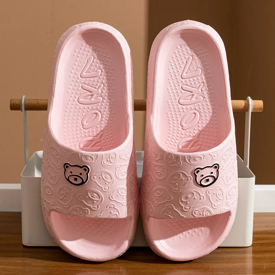 Printting Cute Bear Women Slippers
