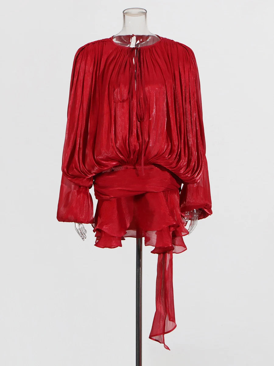 TWOTWINSTYLE Elegant Ruched Mini Dress
