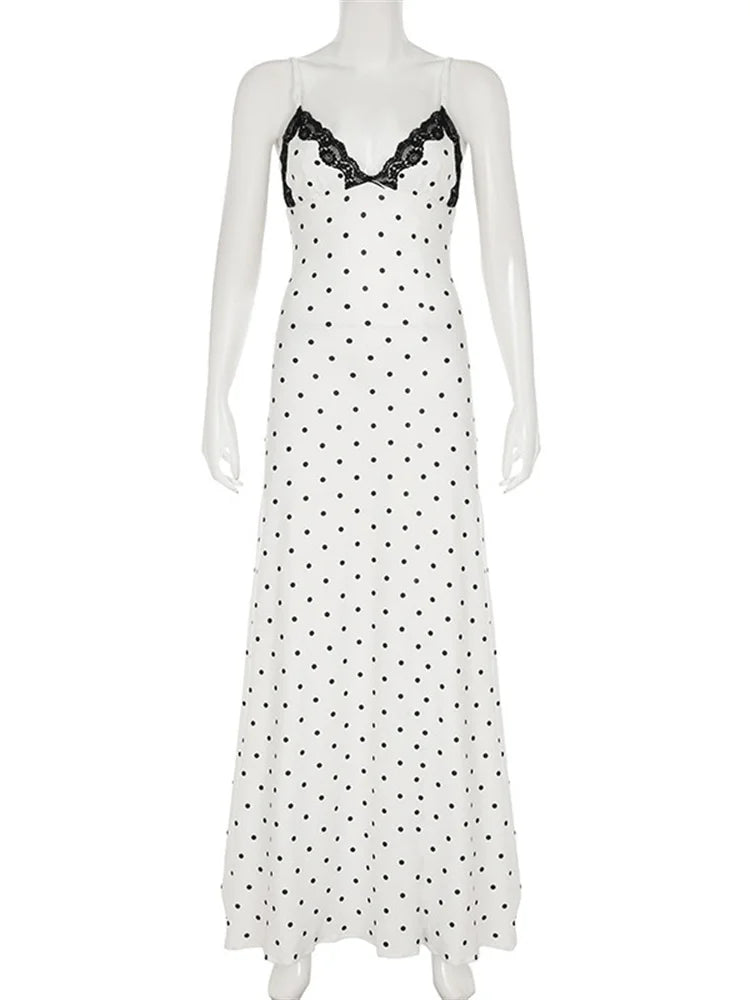 Tossy Lace V-Neck Patchwork Maxi Dress