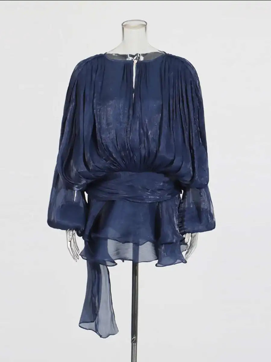 TWOTWINSTYLE Solid Blouse Mini Dresses