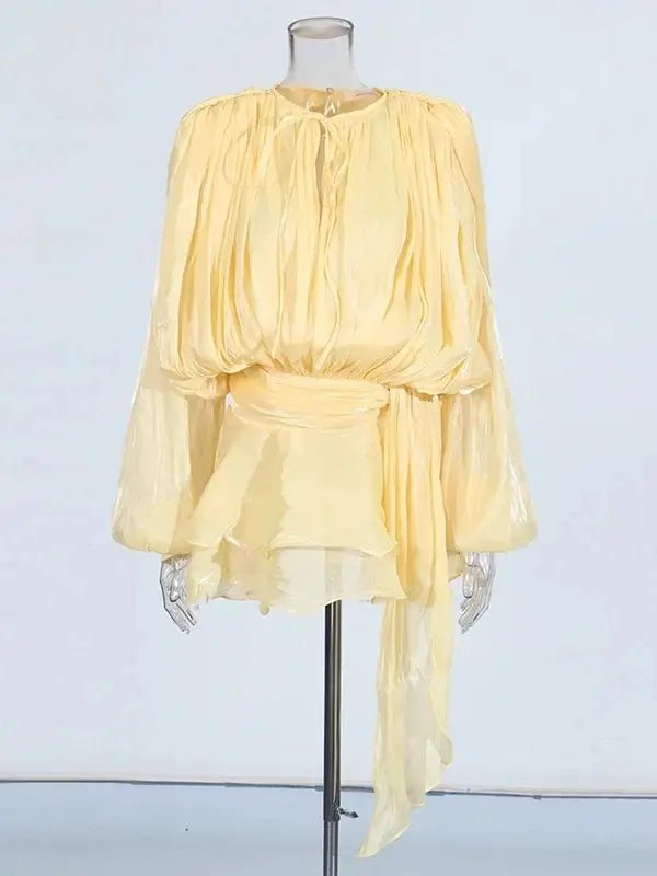 TWOTWINSTYLE Solid Blouse Mini Dresses