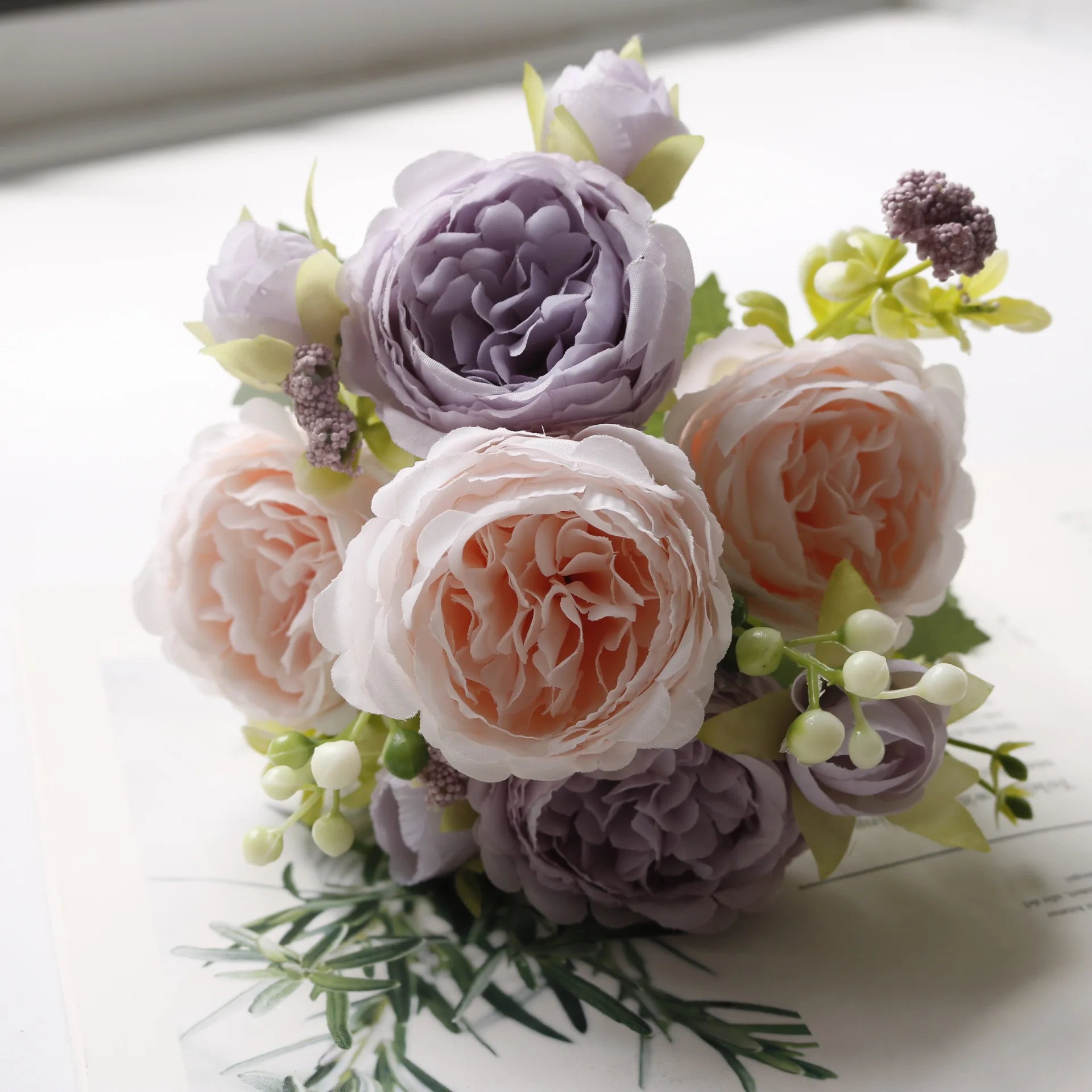 Hot Selling Rose Pink Silk Bouquet Peony Artificial Flower