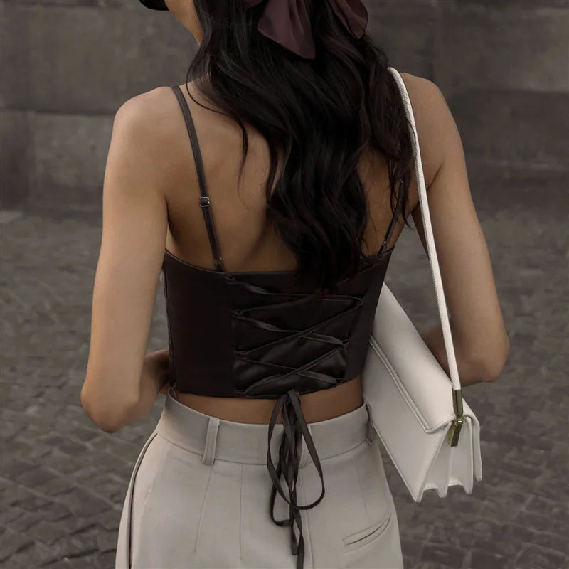 Lace-Up Backless Crop Top